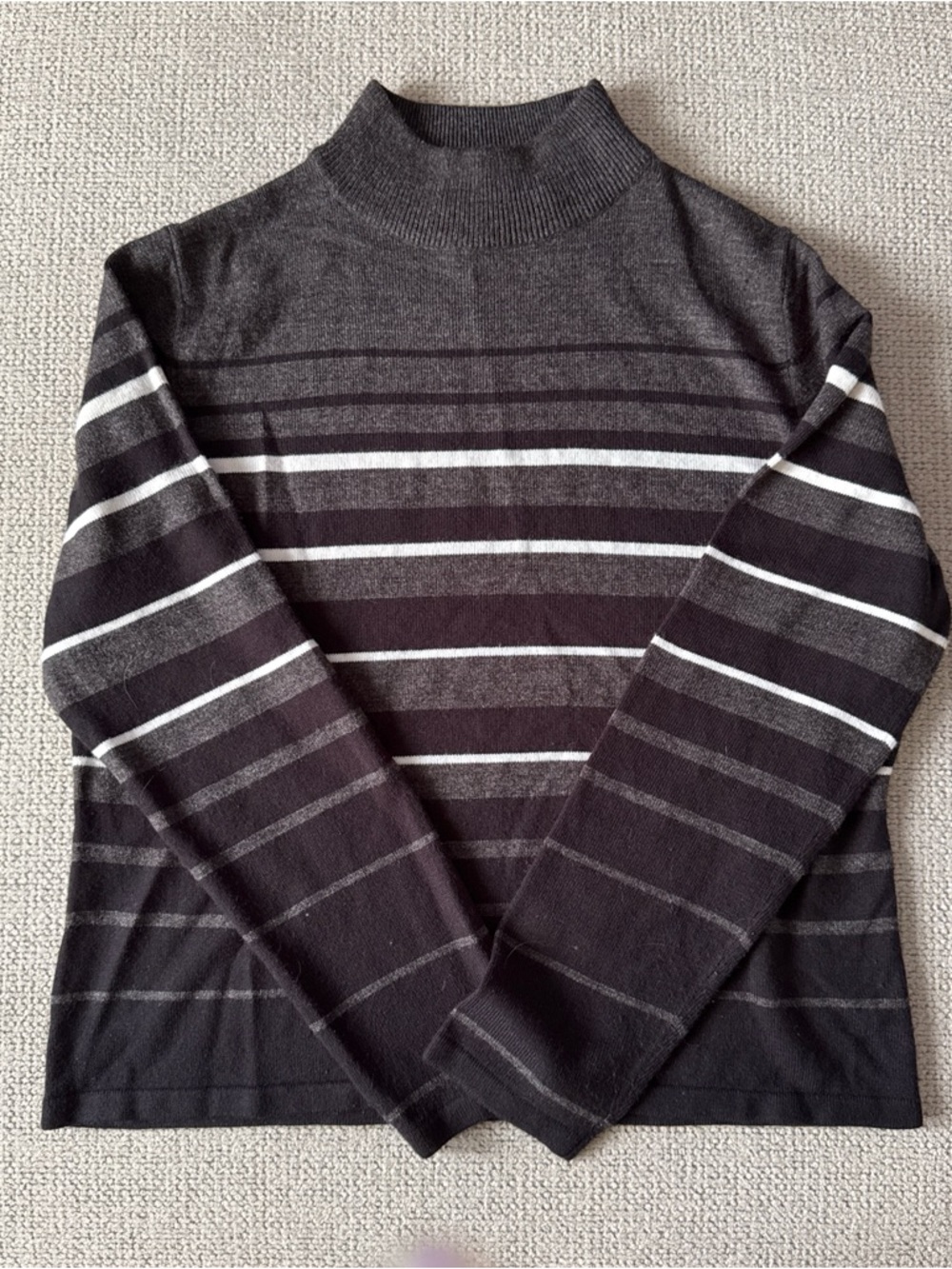 croft & barrow Black and Gray Striped Turtleneck Sweater